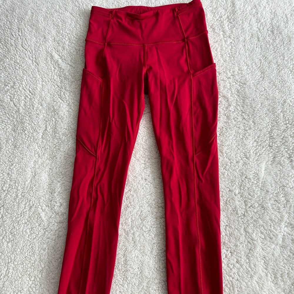 Lululemon leggings. Red size 2 with pockets